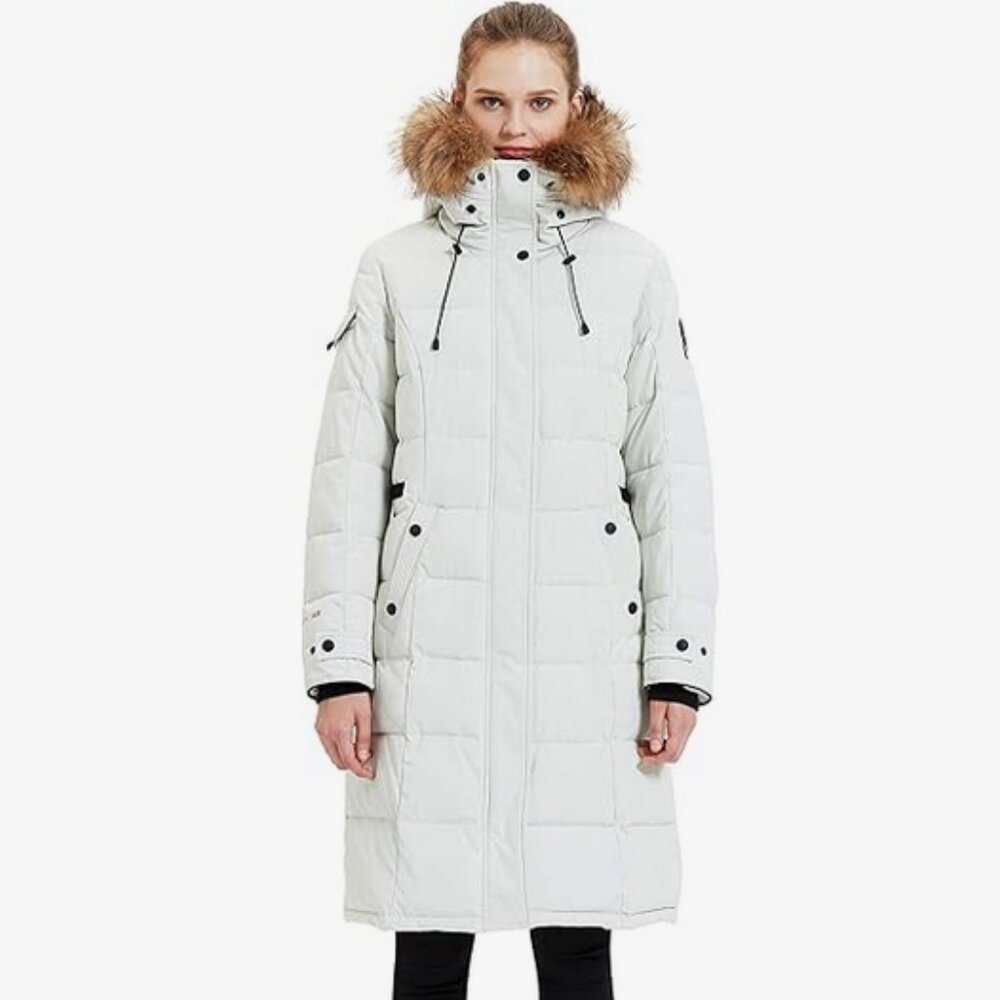 NWT TIGER FORCE Water-Resistant Fur-Trim Hood Quilted Parka Coat, Sz L - WARM!